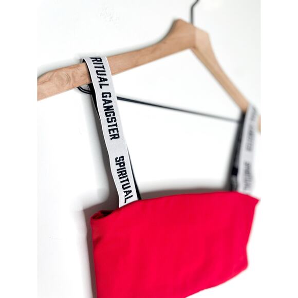 Spiritual Gangster Skylar Frame Red Bra Small Logo Strap Sporty Bralette - Picture 3 of 8